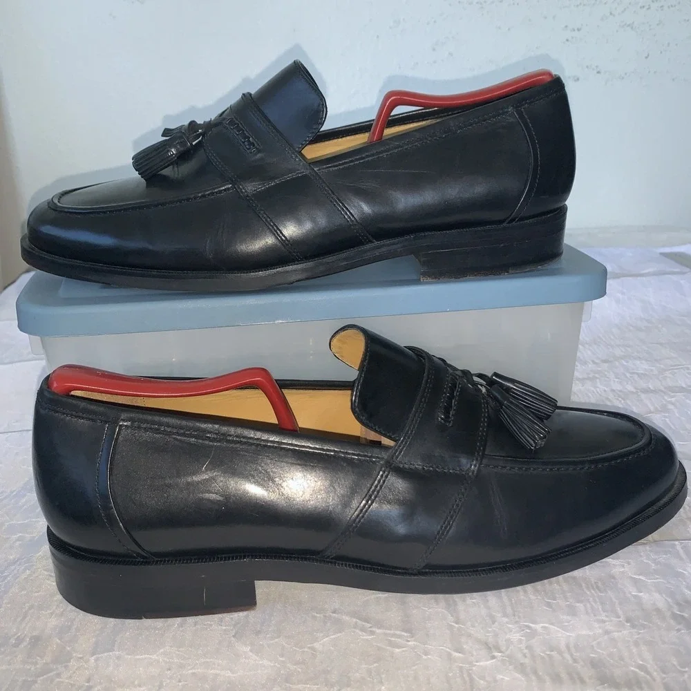 Johnston & Murphy Handcrafted Men's Tassel Loafers Shoes‎ Size 10 1/2M Black